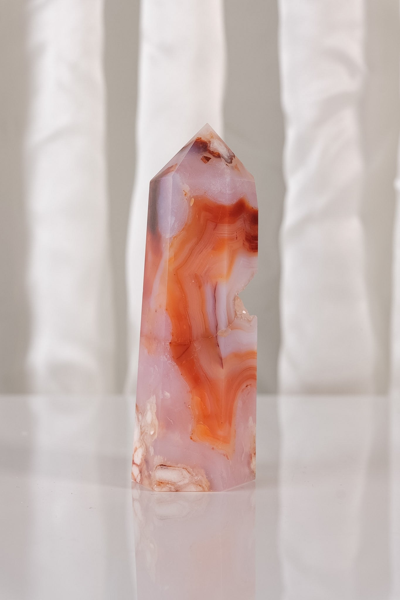 Flower Agate Carnelian Tower