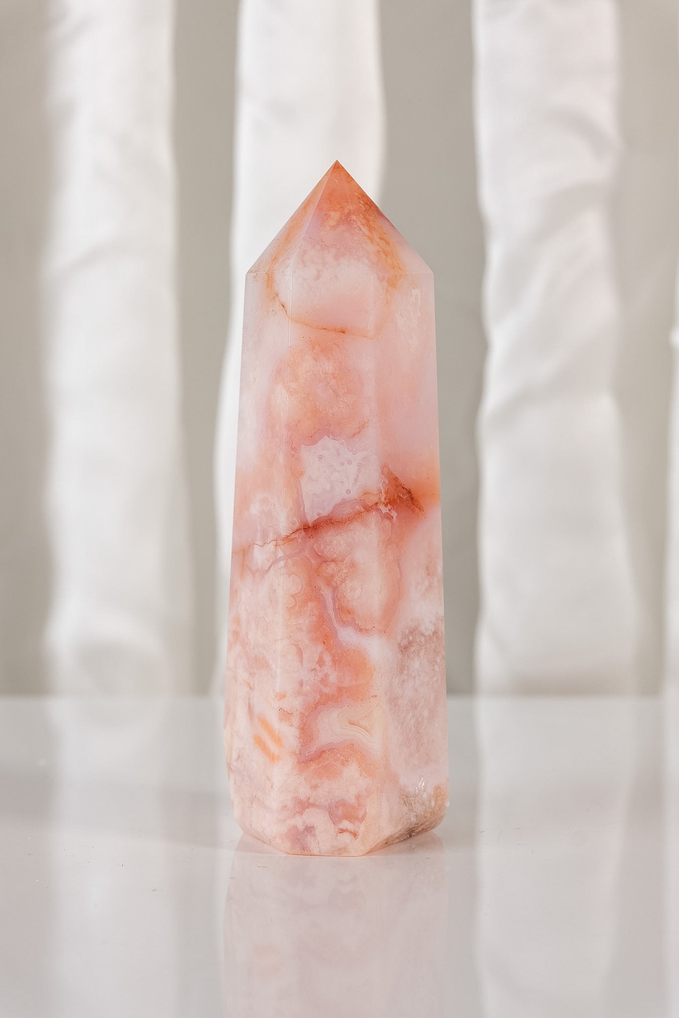 Flower Agate Carnelian Tower