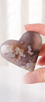 Black Flower Agate Heart