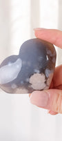 Black Flower Agate Heart