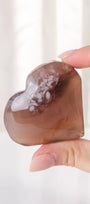 Black Flower Agate Heart
