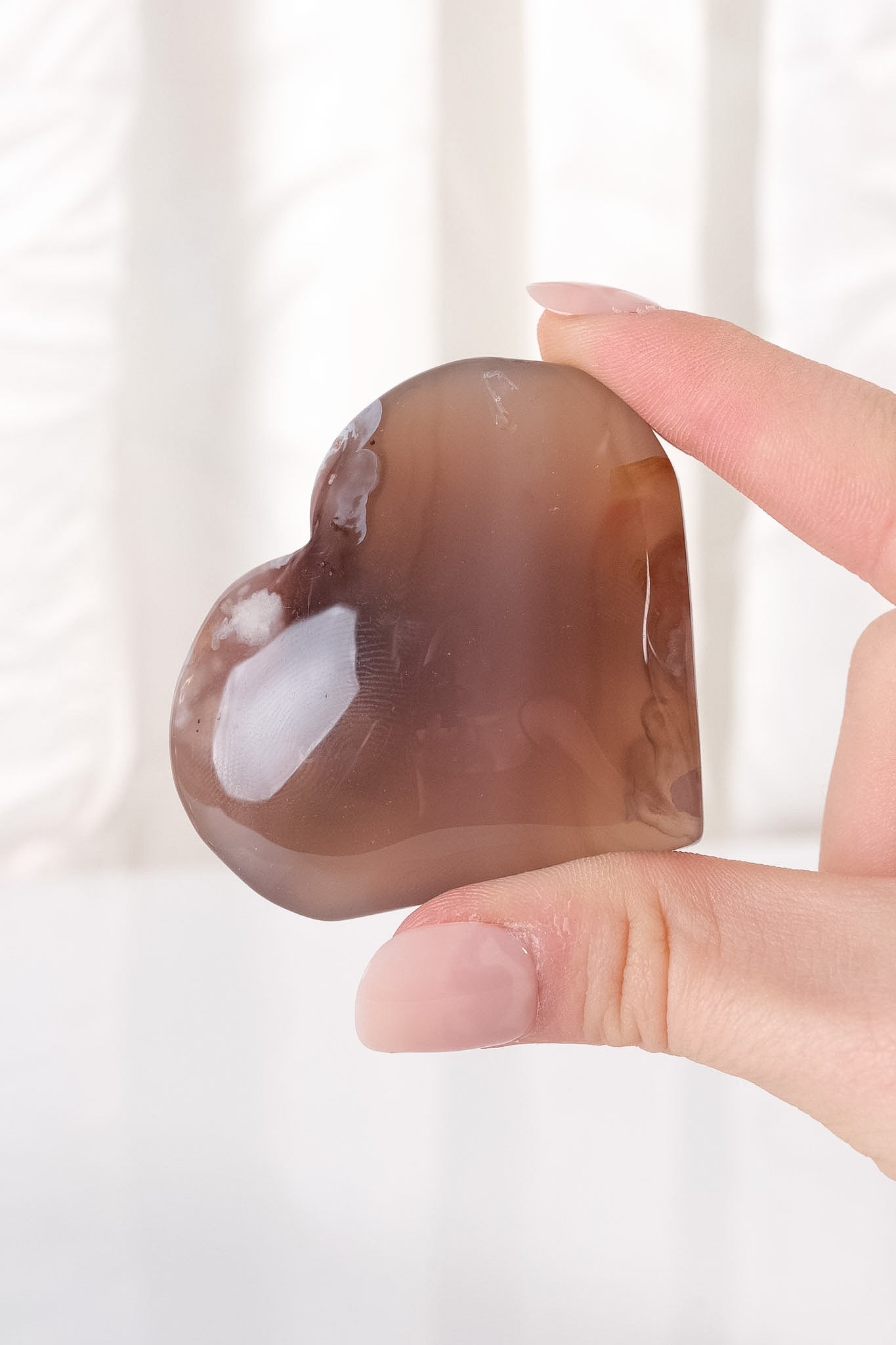 Black Flower Agate Heart