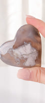 Black Flower Agate Heart
