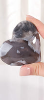 Black Flower Agate Heart