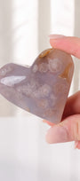 Black Flower Agate Heart