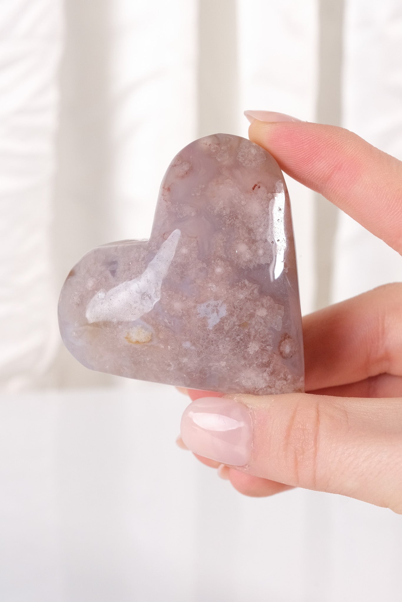 Black Flower Agate Heart