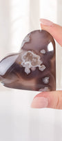 Black Flower Agate Heart