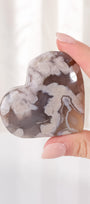 Black Flower Agate Heart