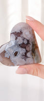 Black Flower Agate Heart