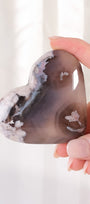 Black Flower Agate Heart