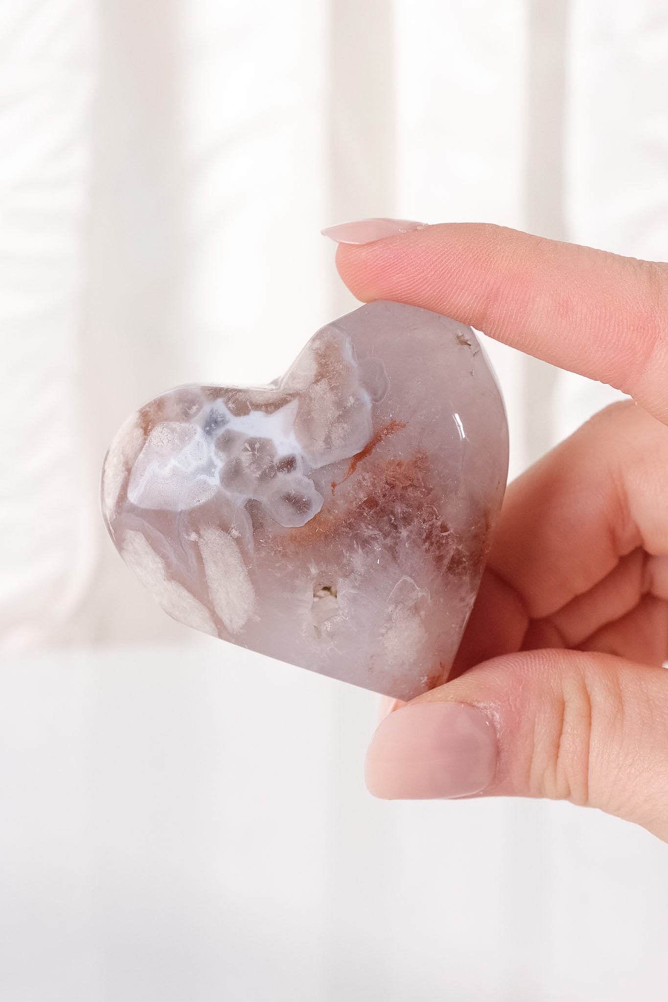 Black Flower Agate Heart