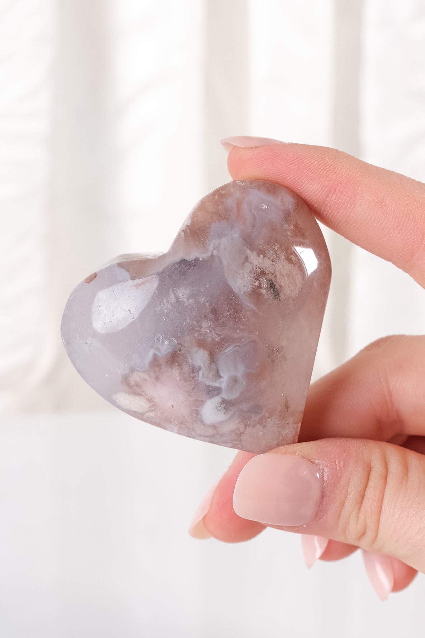Black Flower Agate Heart