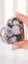 Black Flower Agate Heart