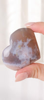 Black Flower Agate Heart