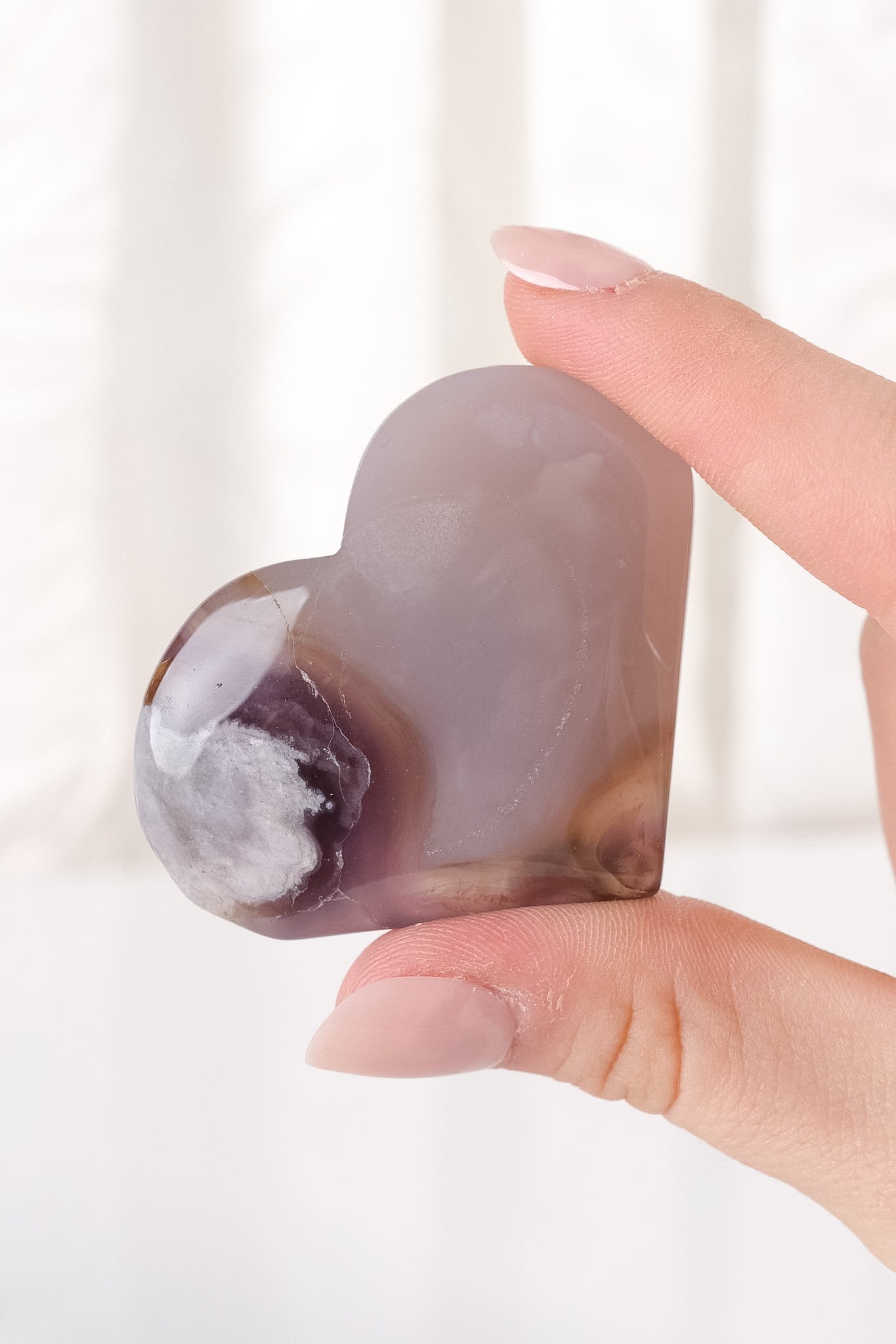 Black Flower Agate Heart