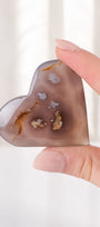 Black Flower Agate Heart