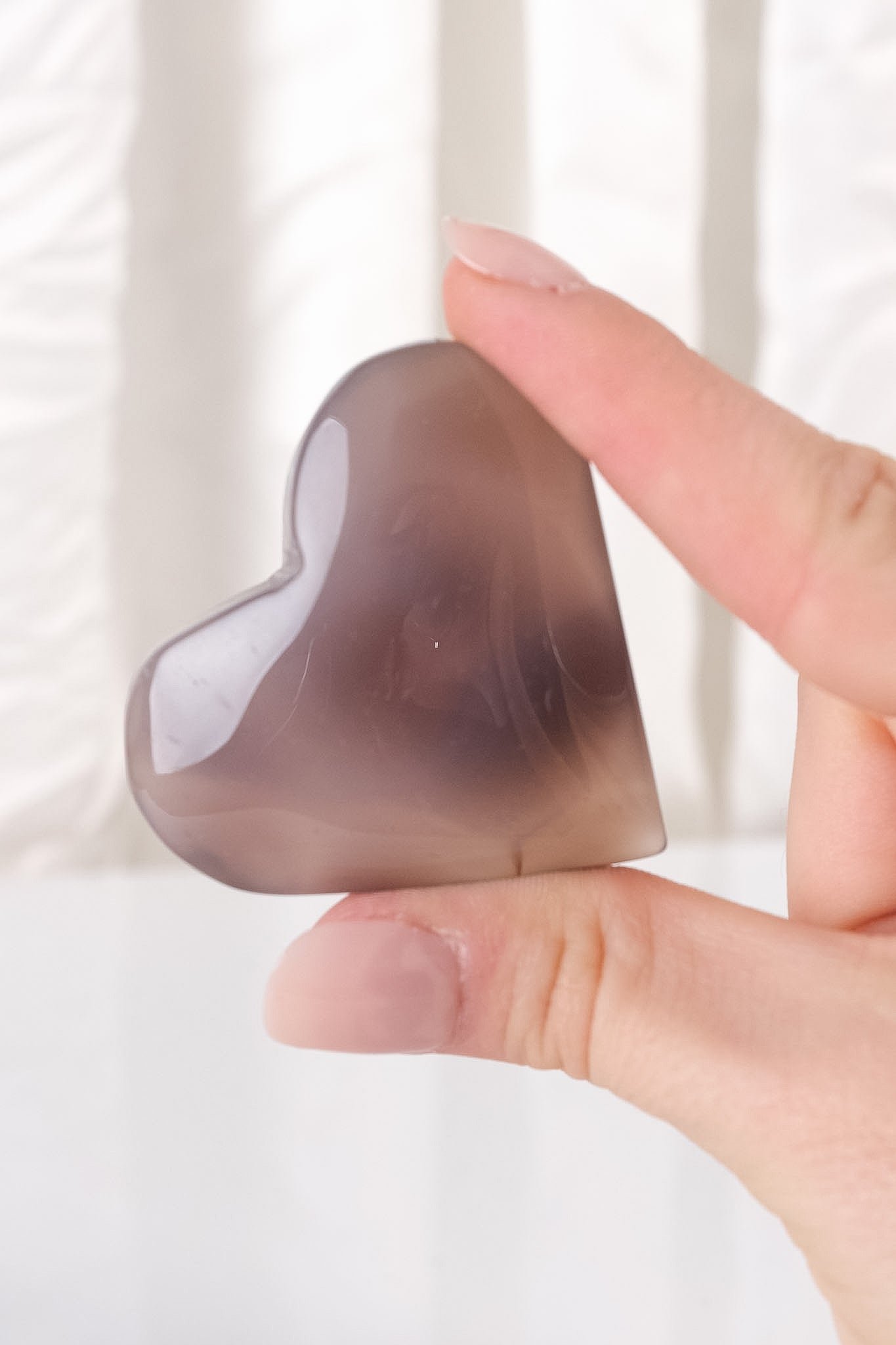 Black Flower Agate Heart