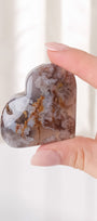 Black Flower Agate Heart