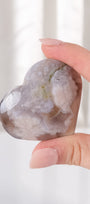 Black Flower Agate Heart