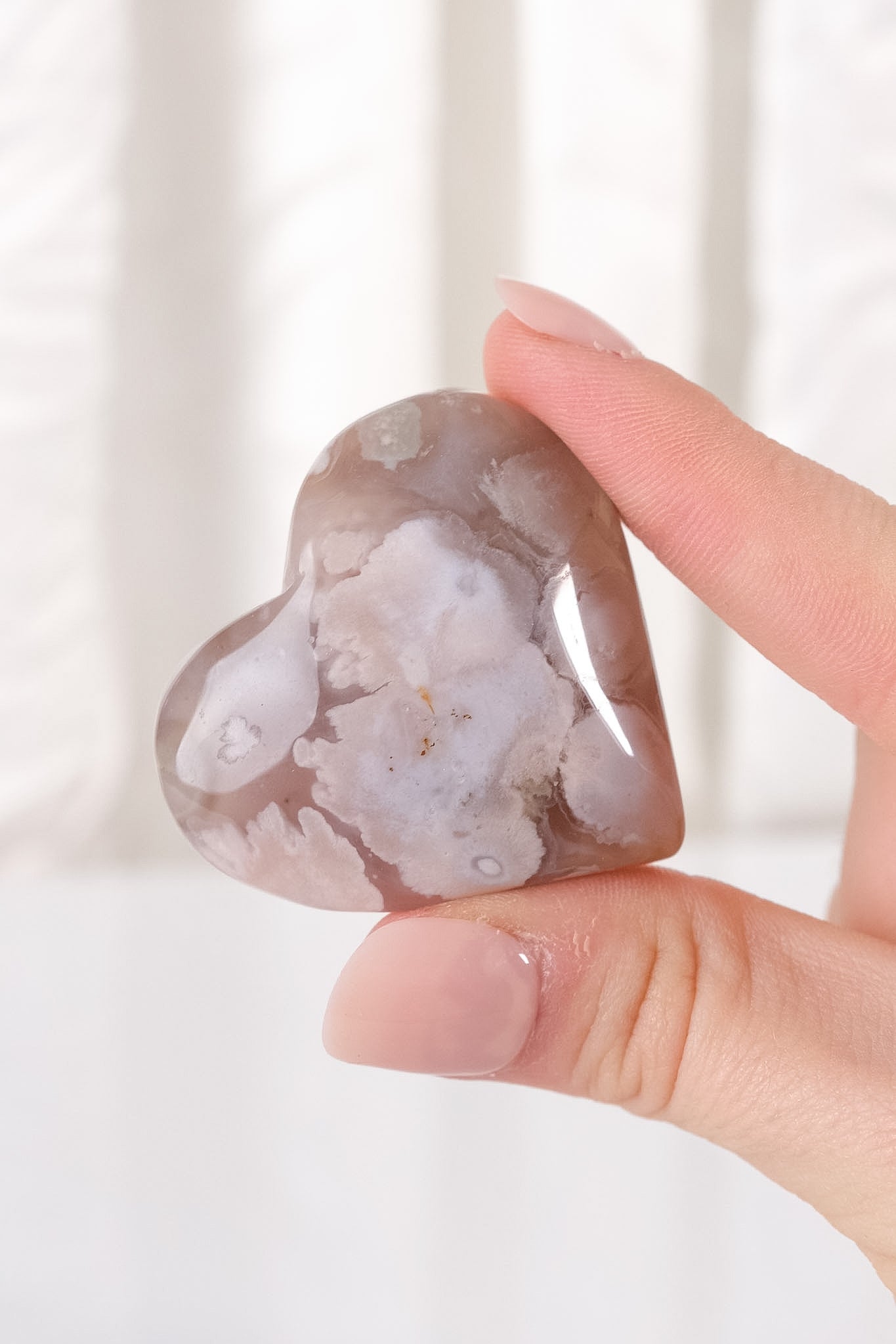 Black Flower Agate Heart