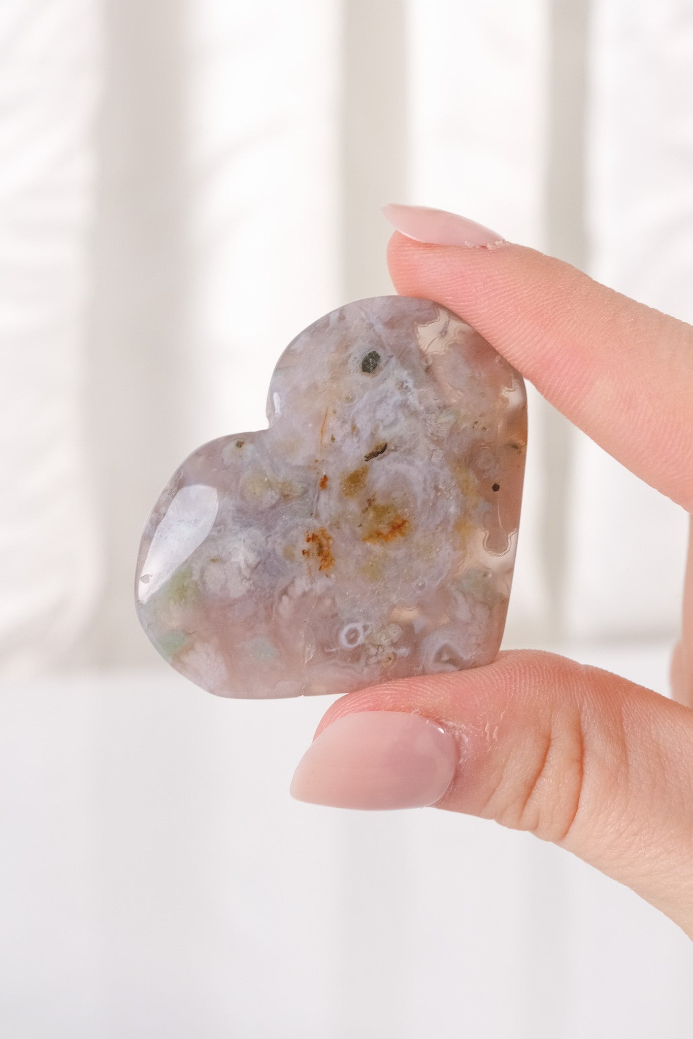 Black Flower Agate Heart
