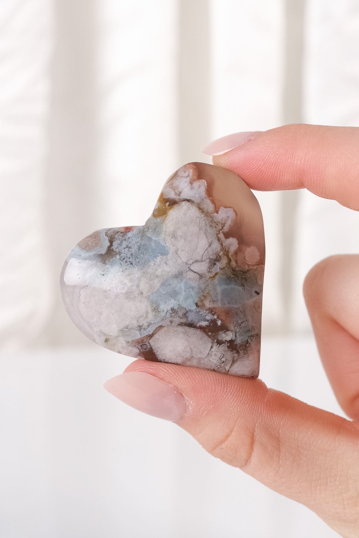 Black Flower Agate Heart