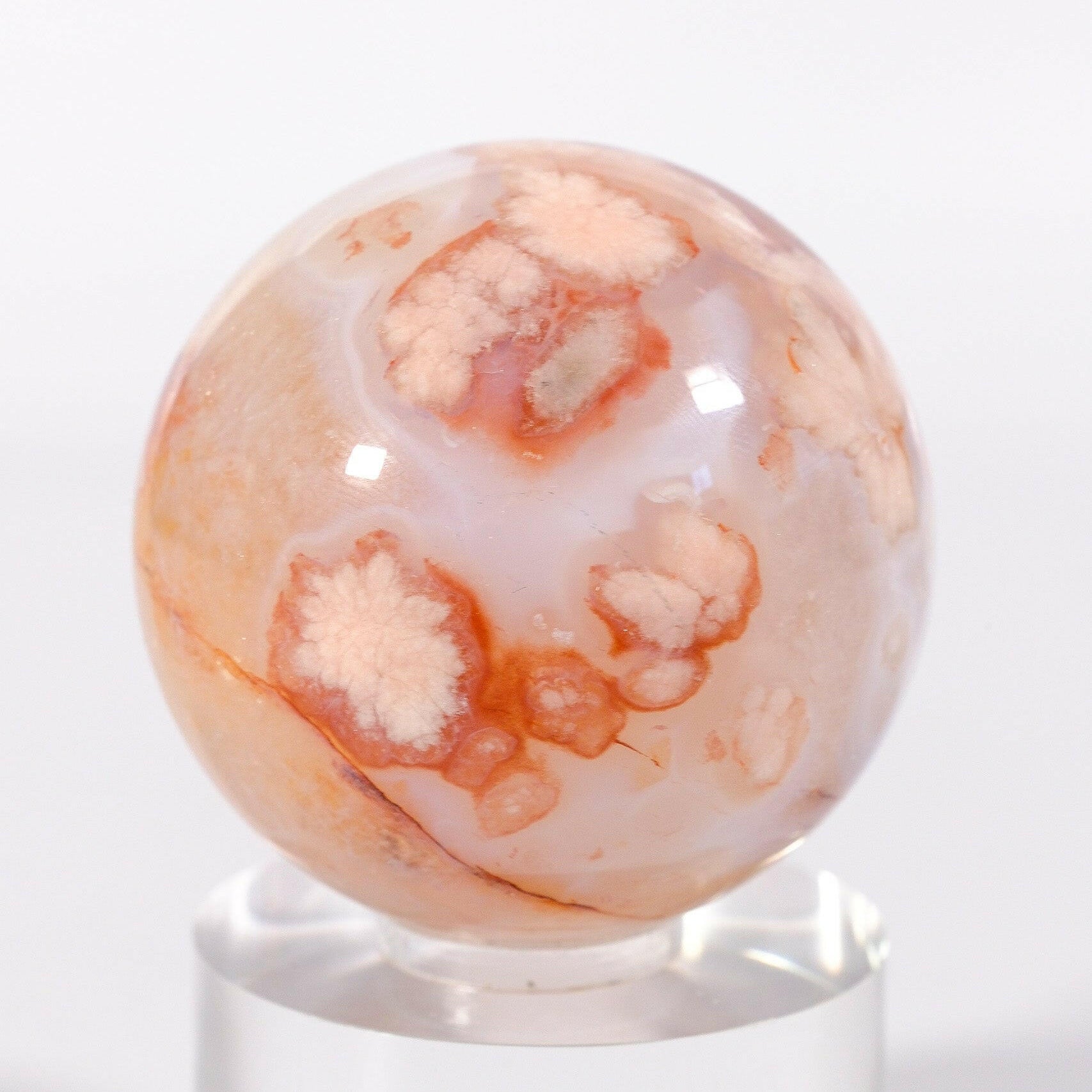 Flower Agate/Carnelian Sphere Healing Crystal.