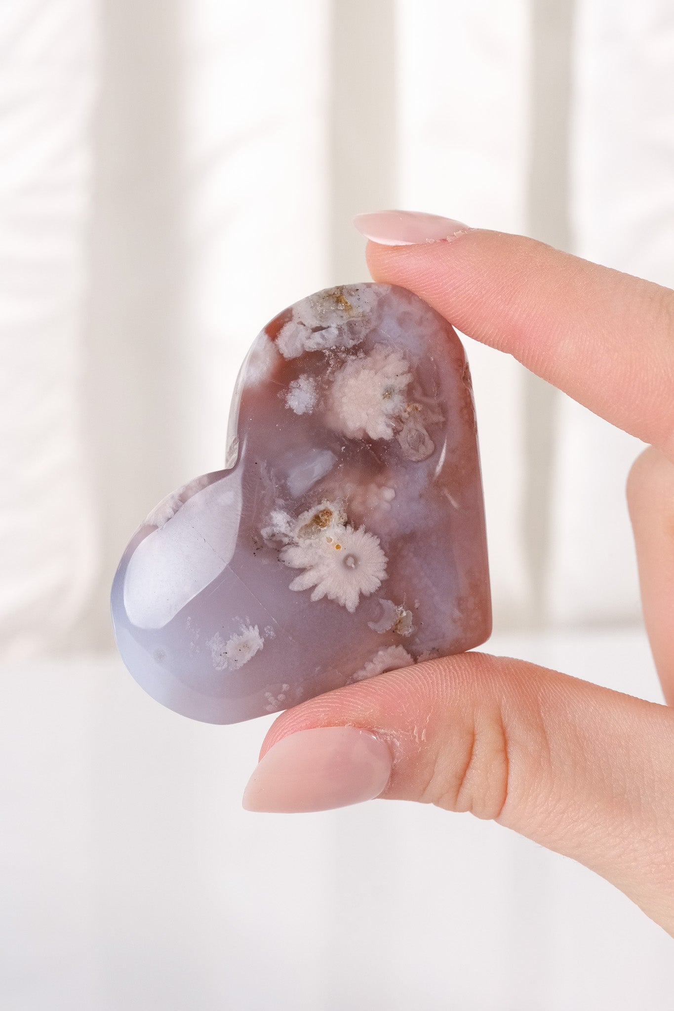 Black Flower Agate Heart