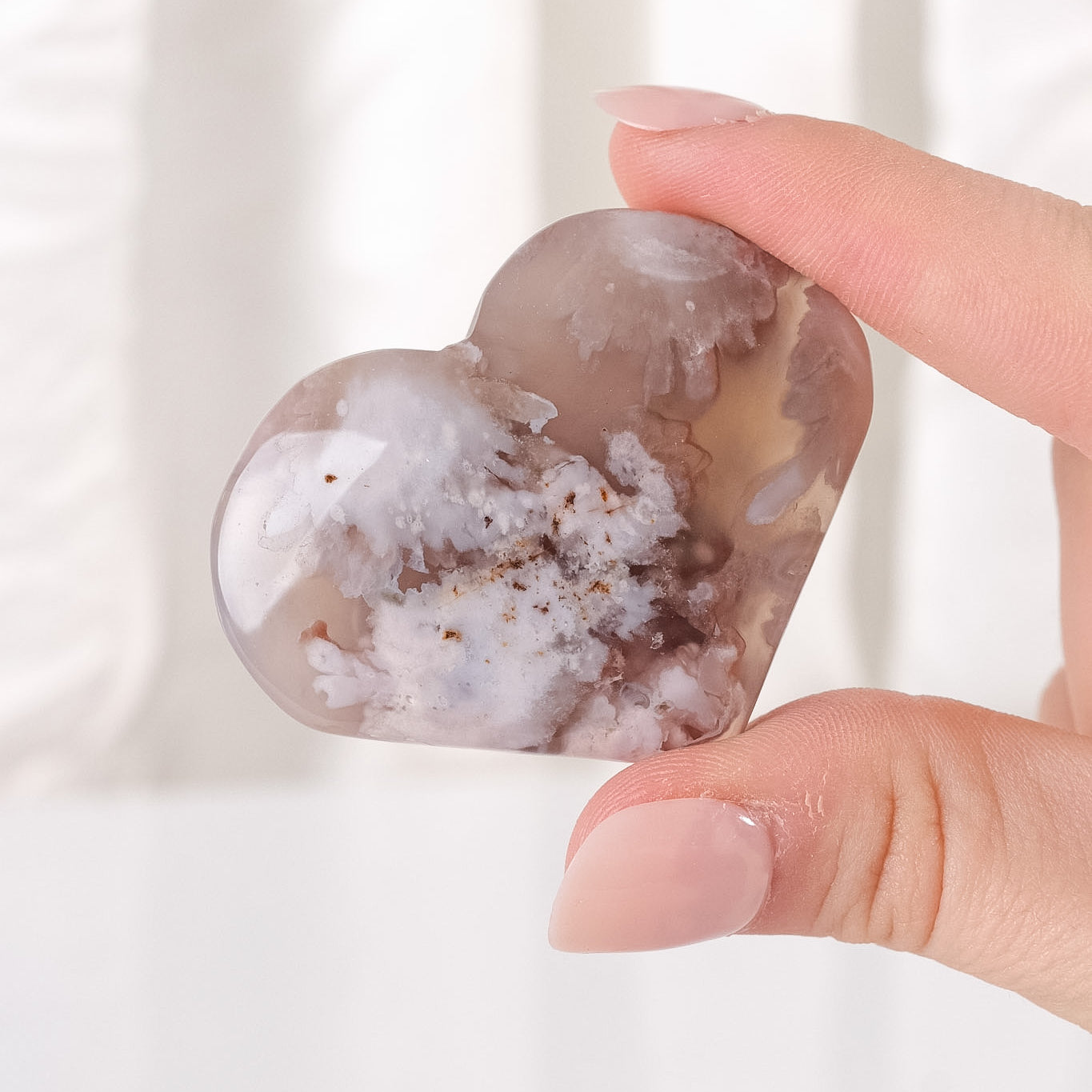 Black Flower Agate Heart