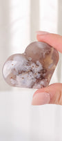 Black Flower Agate Heart