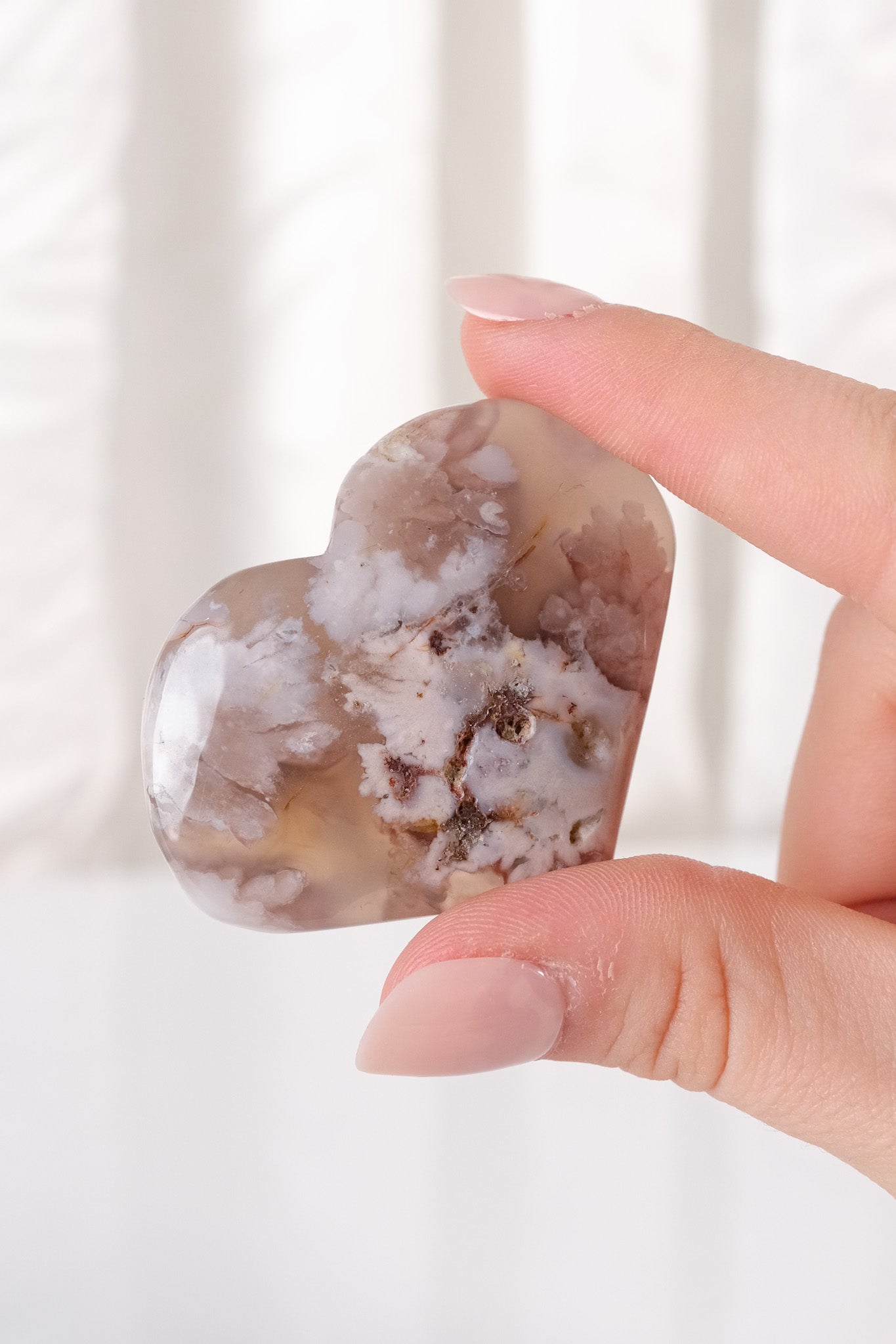 Black Flower Agate Heart