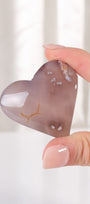 Black Flower Agate Heart