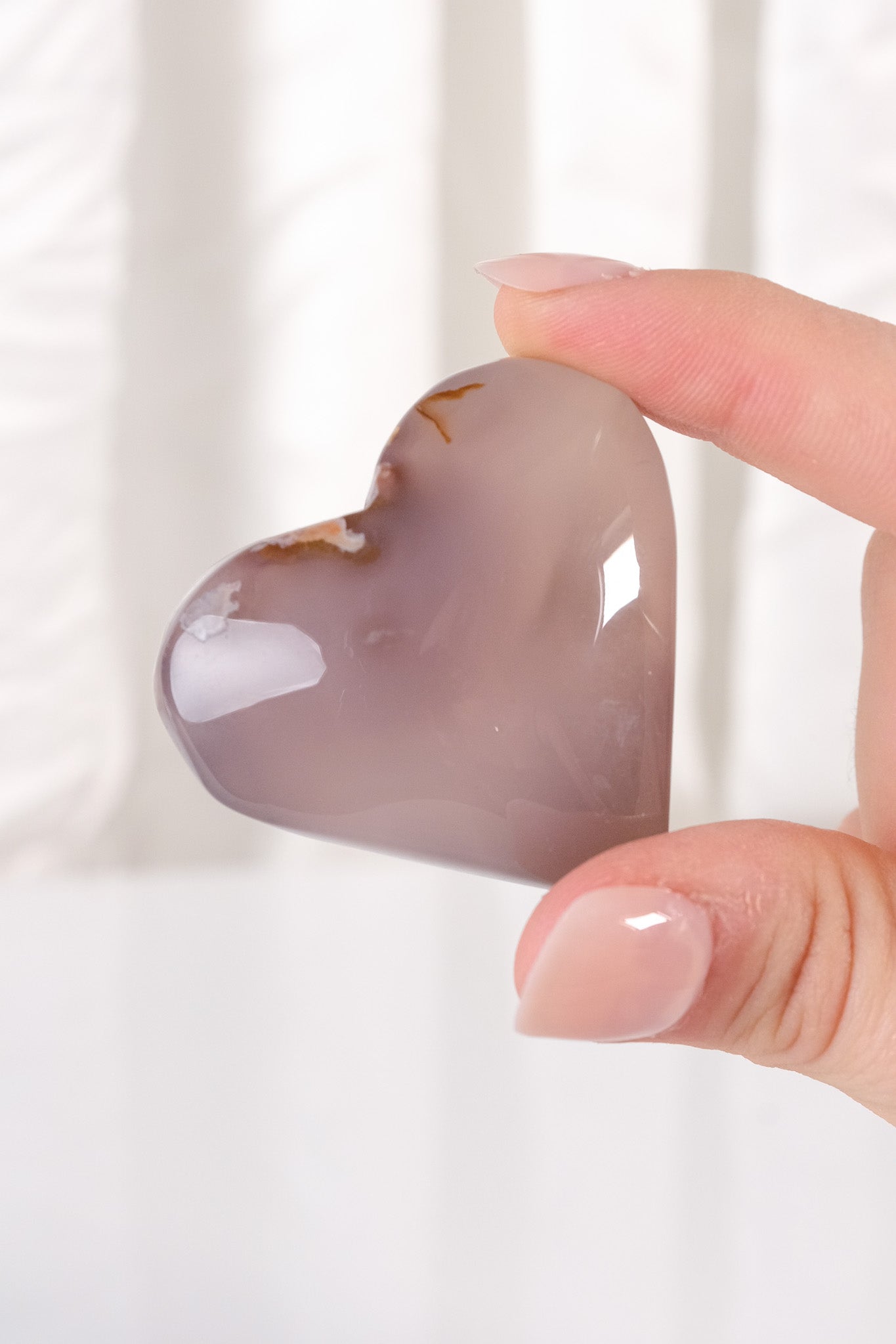 Black Flower Agate Heart