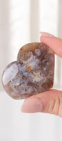 Black Flower Agate Heart