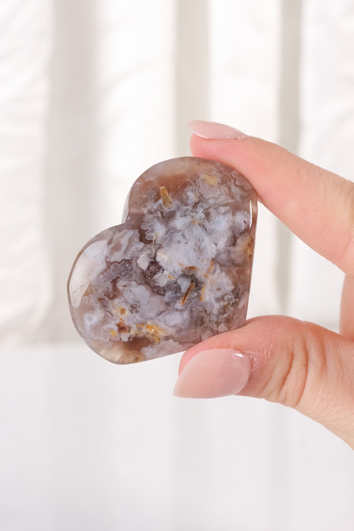 Black Flower Agate Heart