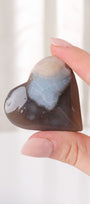 Black Flower Agate Heart