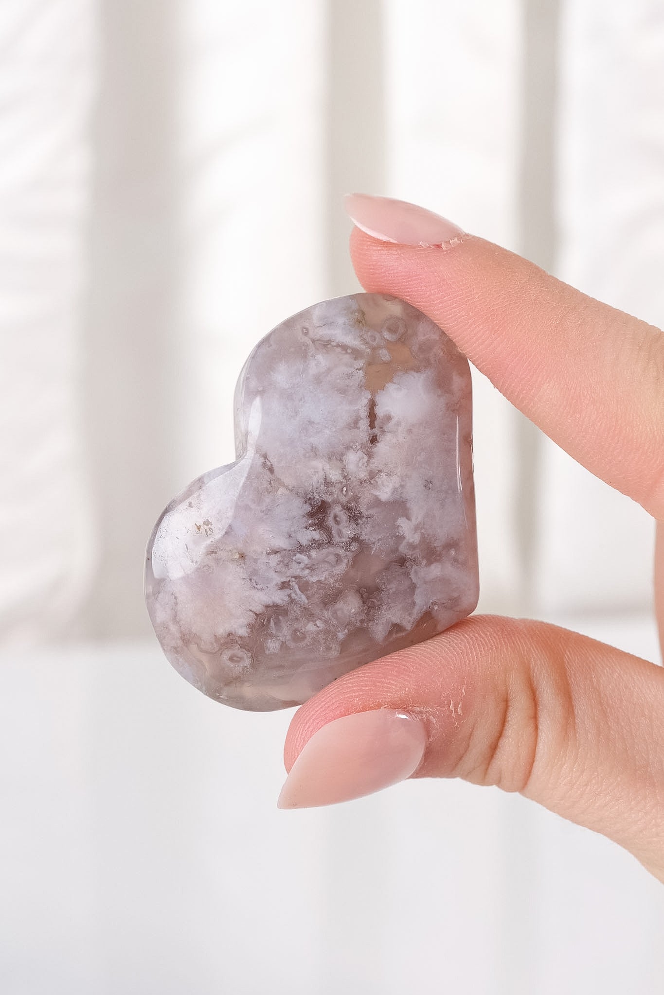 Black Flower Agate Heart