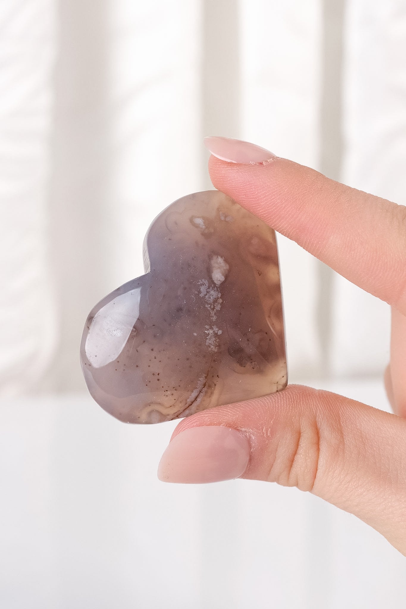 Black Flower Agate Heart