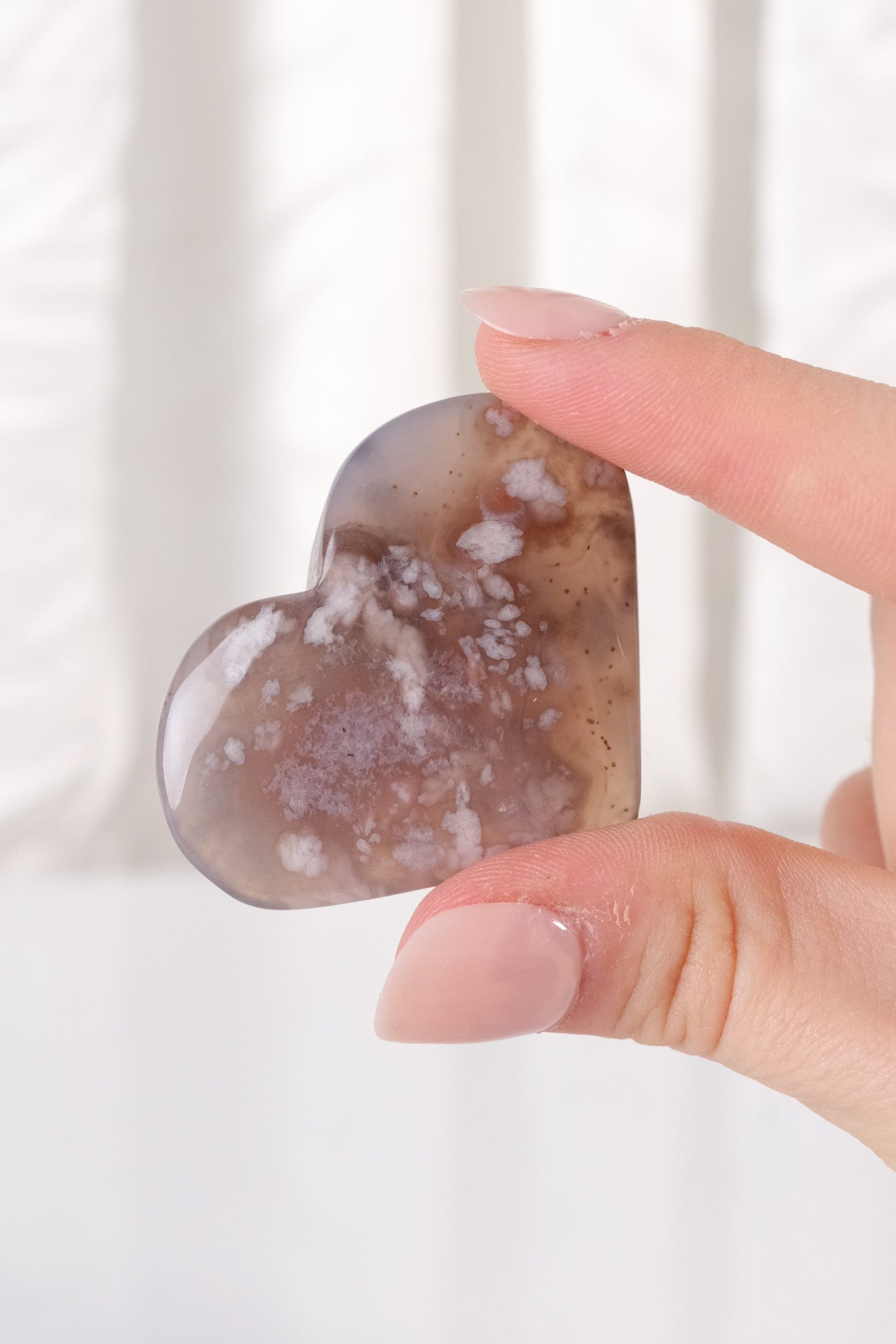 Black Flower Agate Heart