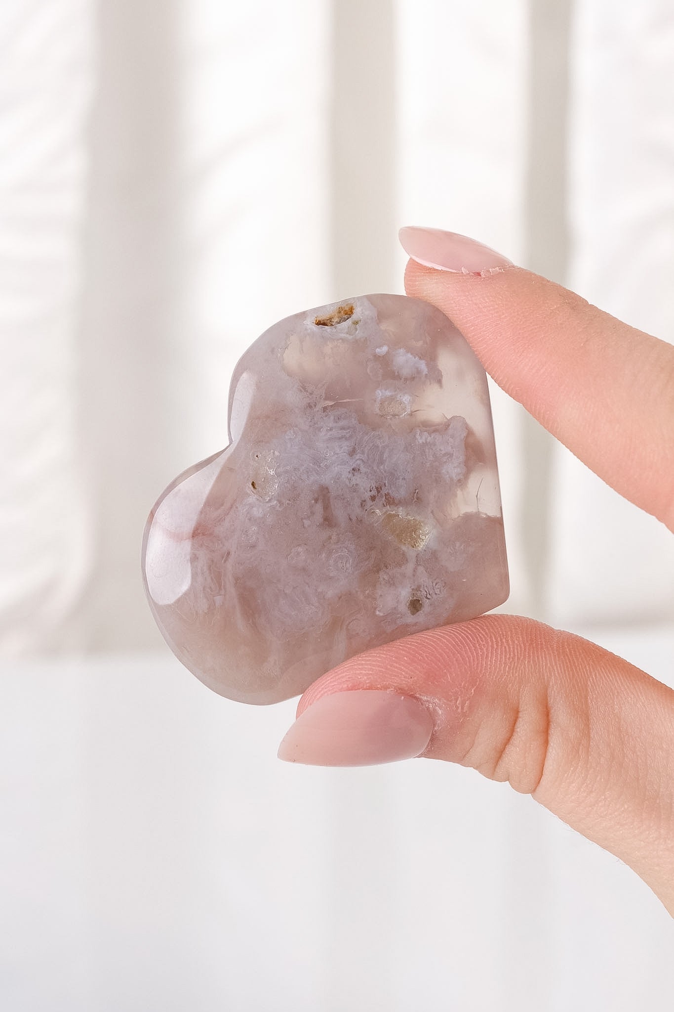 Black Flower Agate Heart