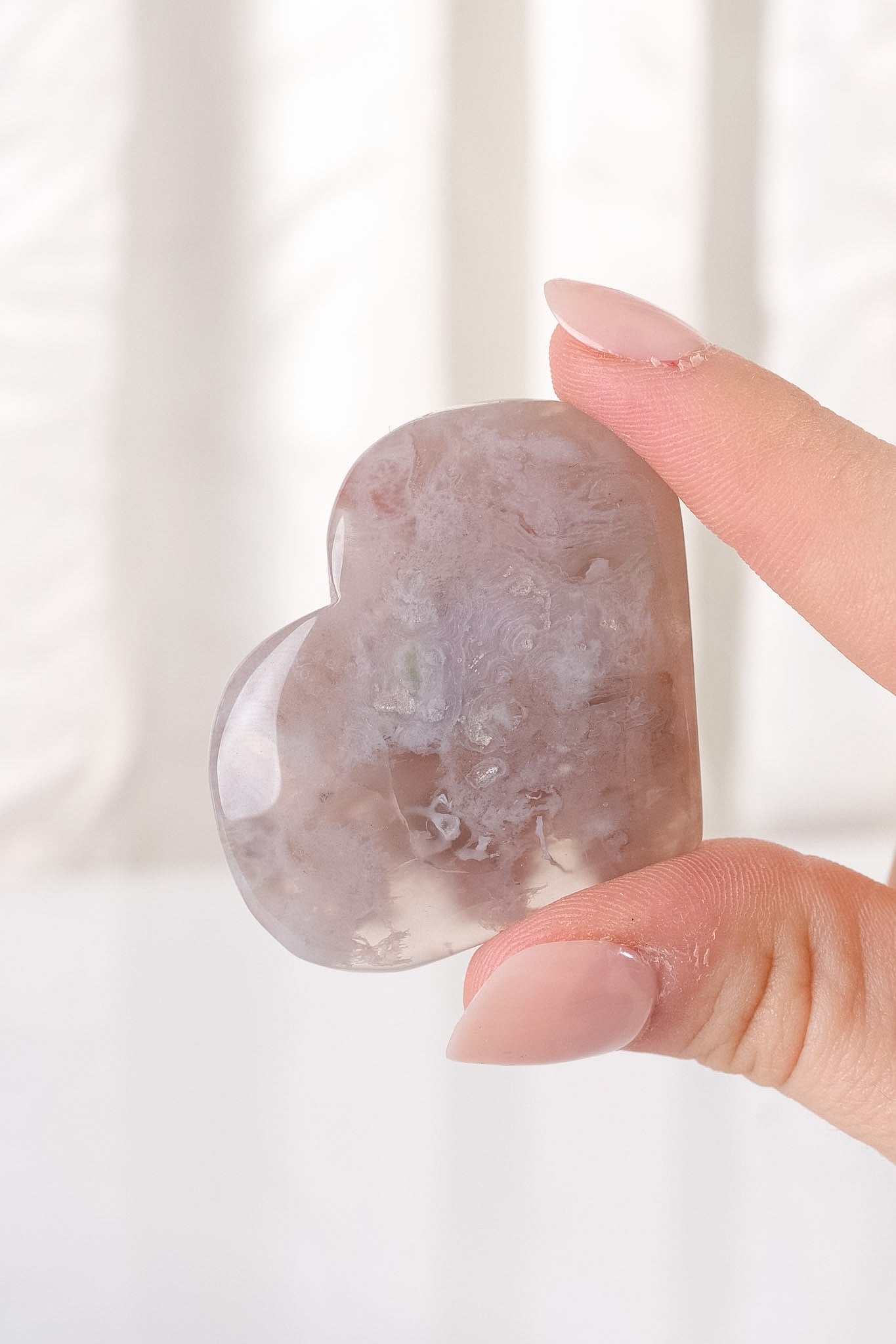 Black Flower Agate Heart