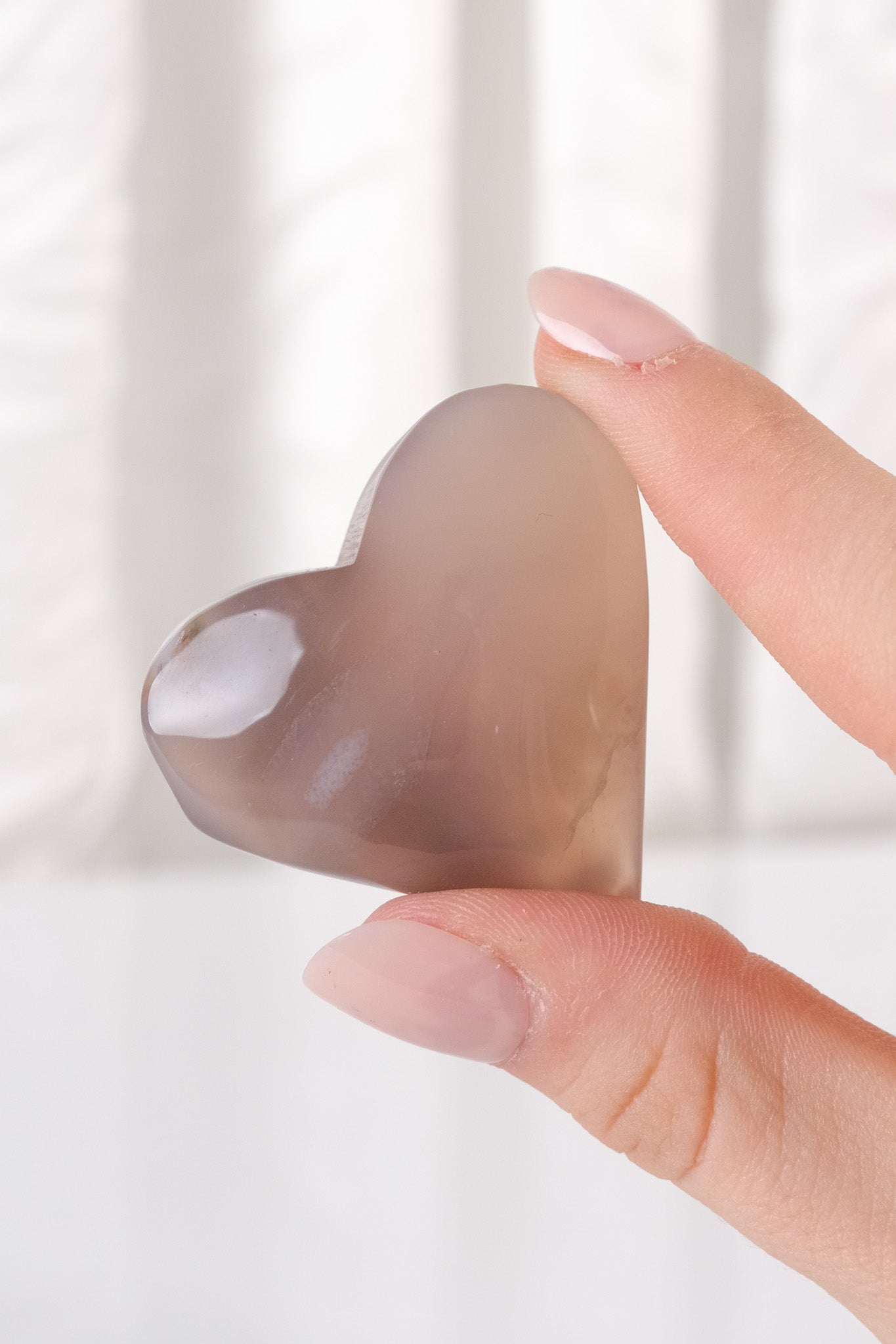 Black Flower Agate Heart