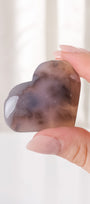 Black Flower Agate Heart