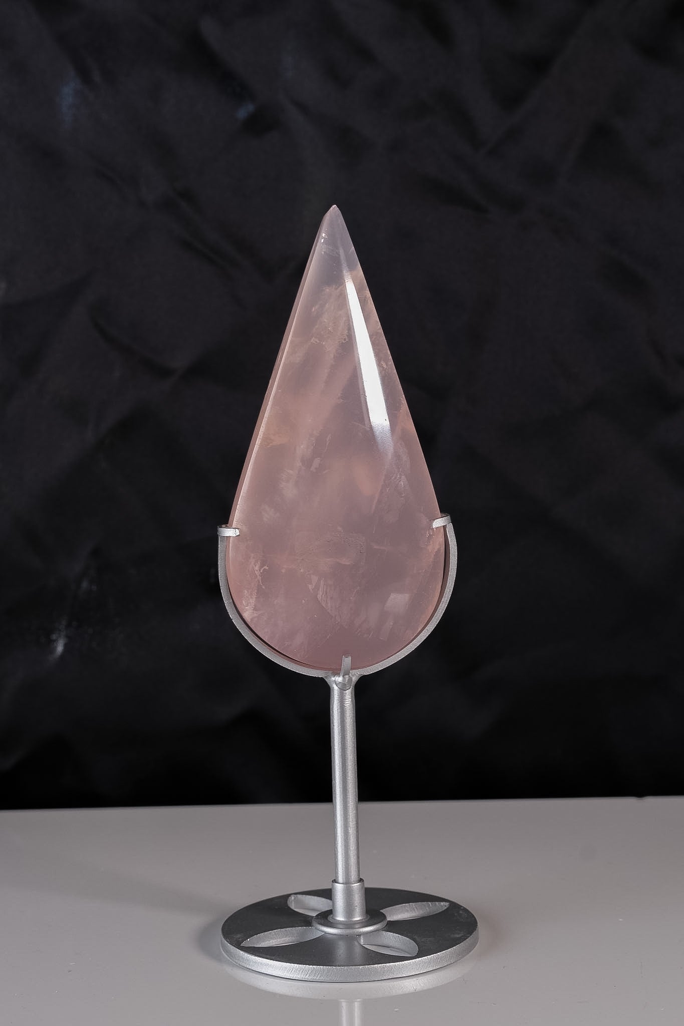 Rose Quartz Droplet On Stand On Stand