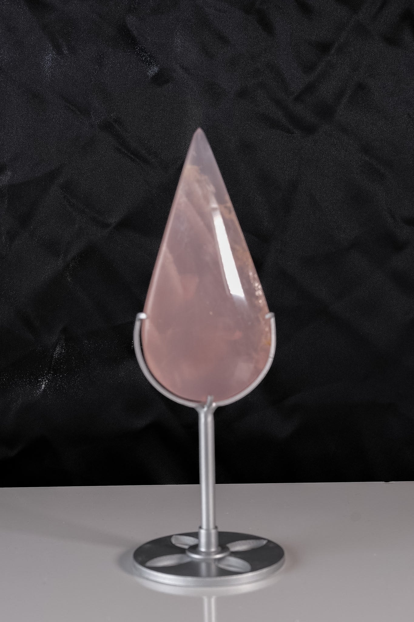 Rose Quartz Droplet On Stand On Stand