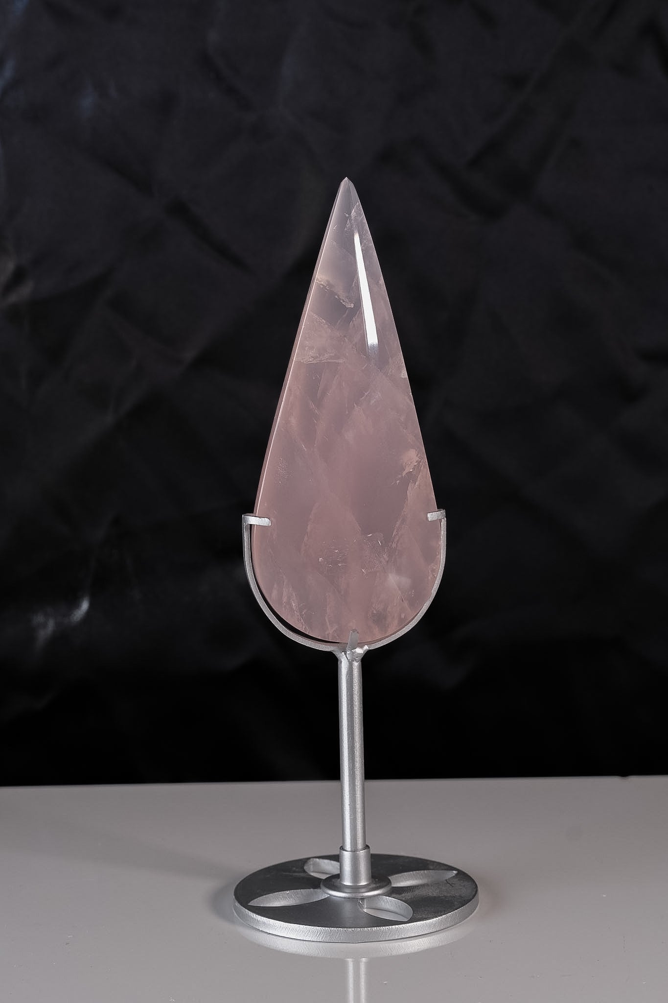 Rose Quartz Droplet On Stand On Stand