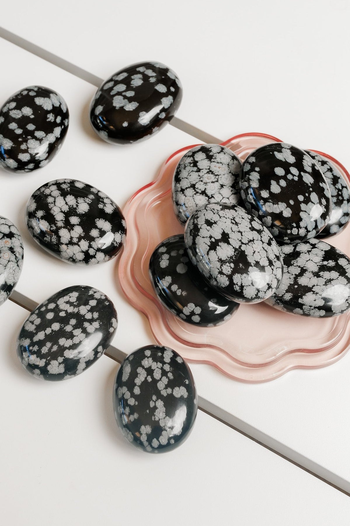 Snowflake obsidian palmstone