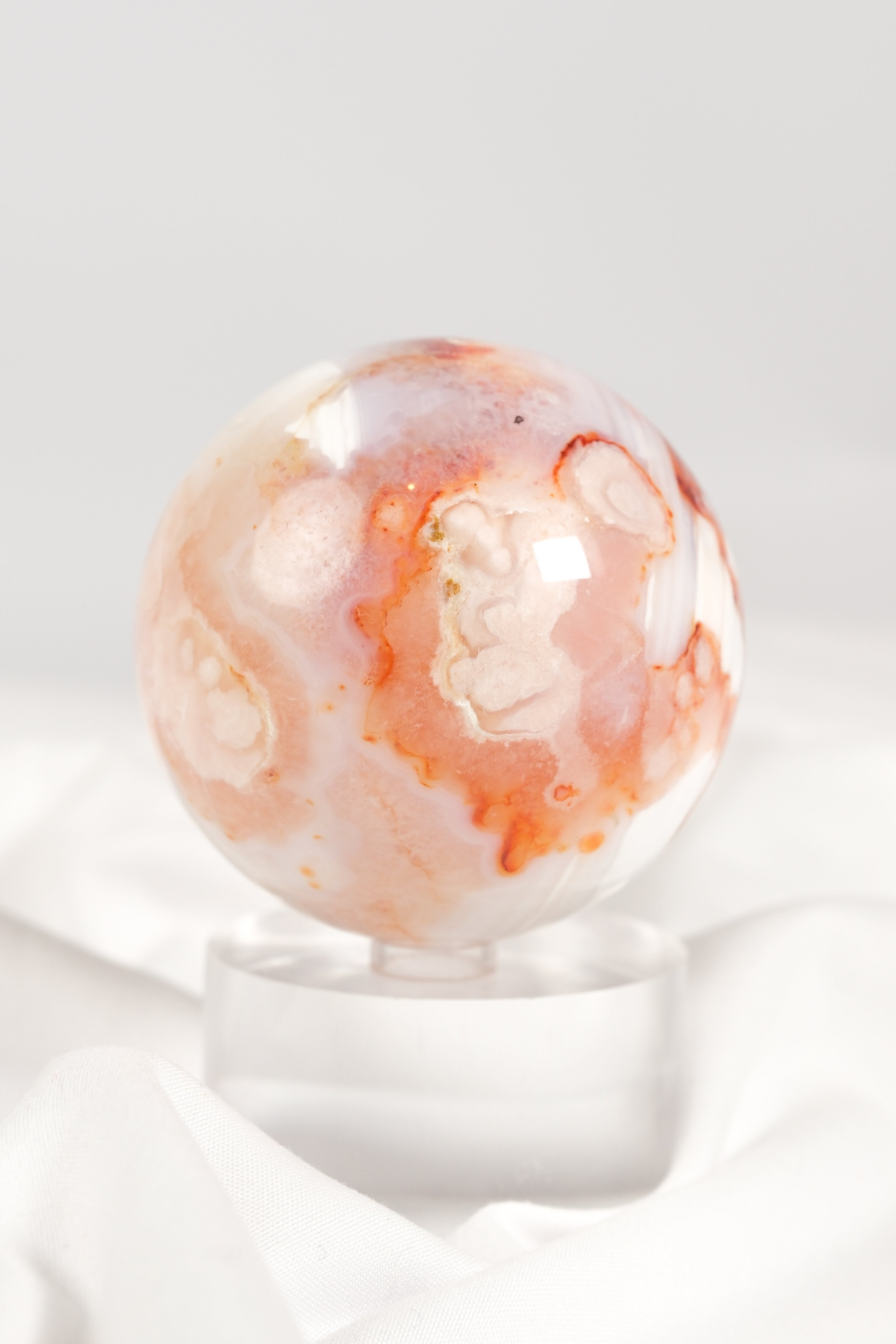 Flower Agate/Carnelian Sphere