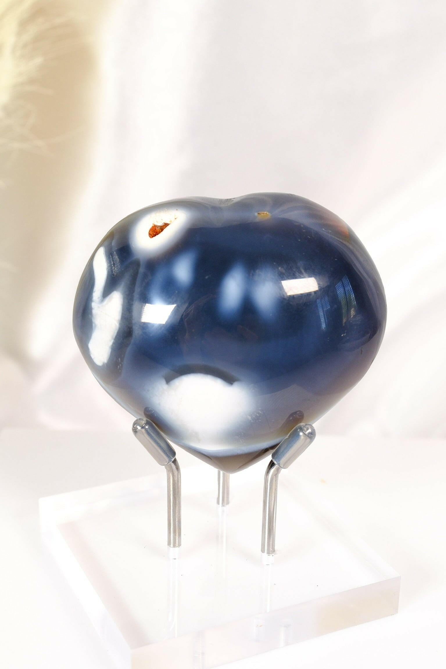 Orca Agate Heart Healing Crystal.