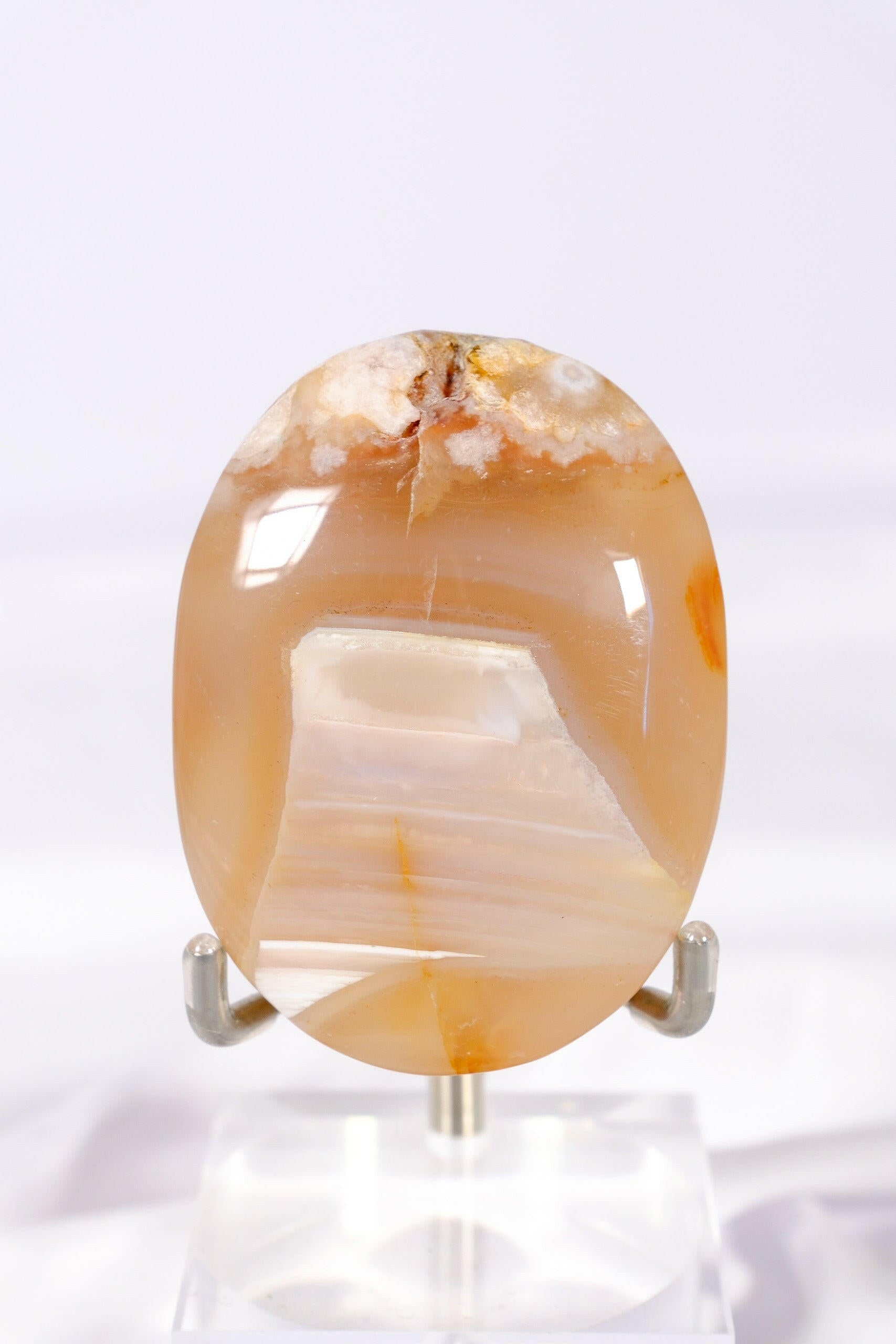 Flower Agate Palmstone Healing Crystal.
